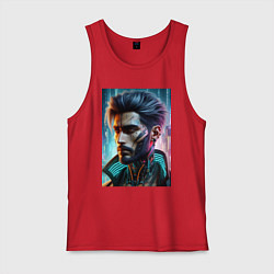 Майка мужская хлопок Cyber dude - ai art, цвет: красный