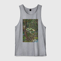 Майка мужская хлопок Леший-озорник в шляпе в лесу, цвет: меланж