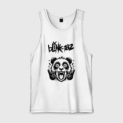 Майка мужская хлопок Blink 182 - rock panda, цвет: белый