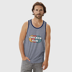 Майка мужская хлопок Chicken gun круги, цвет: синяя тельняшка — фото 2