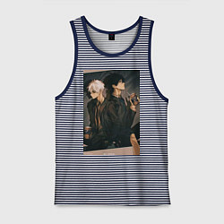 Майка мужская хлопок Гуан Лу Сяоши Чэн, цвет: синяя тельняшка