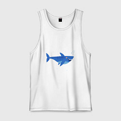 Майка мужская хлопок Синяя акула, цвет: белый