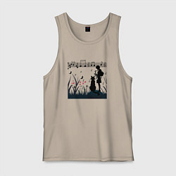 Мужская майка Девушка и кот или музыка для души