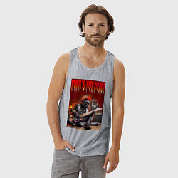 Майка мужская хлопок Котяра гитарист - панк не умер, цвет: меланж — фото 2