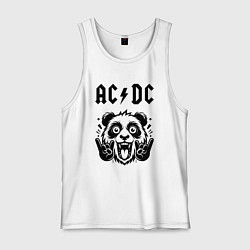 Майка мужская хлопок AC DC - rock panda, цвет: белый