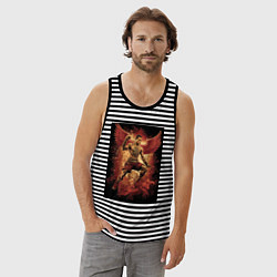 Майка мужская хлопок Муай Тай боец с крыльями, цвет: черная тельняшка — фото 2