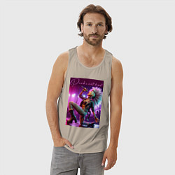 Майка мужская хлопок Барби поёт панк-рок, цвет: миндальный — фото 2