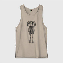 Майка мужская хлопок Новогодний барашек, цвет: миндальный