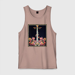 Мужская майка Абстракные лица, цветы и ноты