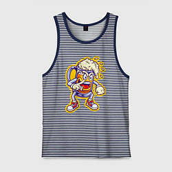 Майка мужская хлопок Beer is good, цвет: синяя тельняшка