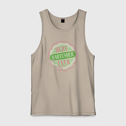 Майка мужская хлопок Лучший бармен на свете, цвет: миндальный