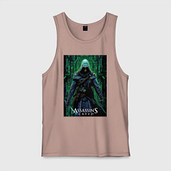 Майка мужская хлопок Assassins creed стиль матрицы, цвет: пыльно-розовый