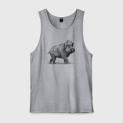 Майка мужская хлопок Новогодний кабан, цвет: меланж