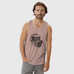 Майка мужская хлопок Кабан новогодний, цвет: пыльно-розовый — фото 2