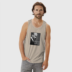 Майка мужская хлопок Стэтхэм - только каблука надо спрашивать, цвет: миндальный — фото 2