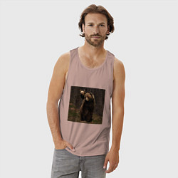 Майка мужская хлопок Медведи гуляют по лесу, цвет: пыльно-розовый — фото 2