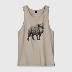 Мужская майка Кабан в новогоднем колпаке