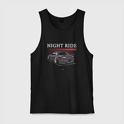 Майка мужская хлопок Nissan skyline night ride, цвет: черный