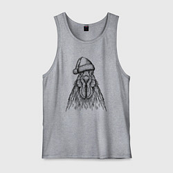 Майка мужская хлопок Петух новогодний, цвет: меланж