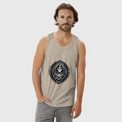 Майка мужская хлопок Черная метка пирата, цвет: миндальный — фото 2