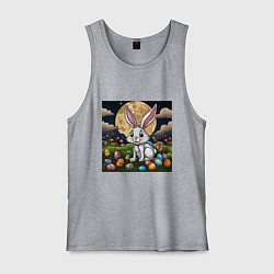 Майка мужская хлопок Пасха при луне, цвет: меланж