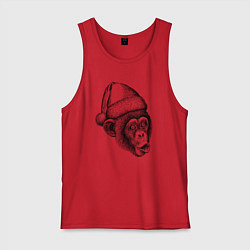 Мужская майка Шимпанзе мем - Дед Мороз