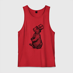 Майка мужская хлопок Заяц в цилиндре, цвет: красный