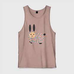 Майка мужская хлопок Разноцветный зайчик, цвет: пыльно-розовый