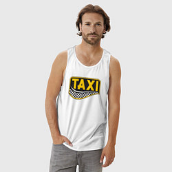 Майка мужская хлопок Такси, цвет: белый — фото 2