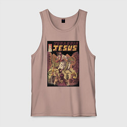 Майка мужская хлопок Доисторический Иисус, цвет: пыльно-розовый