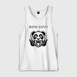 Майка мужская хлопок Bon Jovi - rock panda, цвет: белый