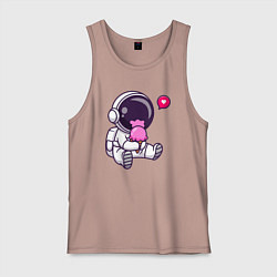 Майка мужская хлопок Космонавт и мороженое, цвет: пыльно-розовый