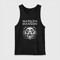 Майка мужская хлопок Marilyn Manson rock panda, цвет: черный