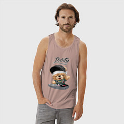 Майка мужская хлопок Плюшевый медвежонок диджей, цвет: пыльно-розовый — фото 2