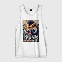 Майка мужская хлопок Cool tiger - punks not dead, цвет: белый