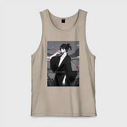 Майка мужская хлопок Ято с катаной, цвет: миндальный