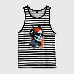 Майка мужская хлопок Grunge redhead girl skull, цвет: черная тельняшка