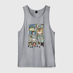 Майка мужская хлопок Герои студии Ghibli, цвет: меланж