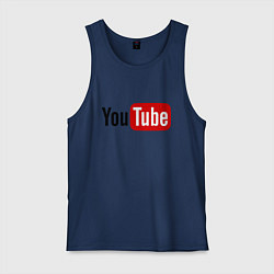 Майка мужская хлопок You tube logo, цвет: тёмно-синий