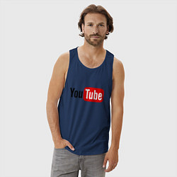Майка мужская хлопок You tube logo, цвет: тёмно-синий — фото 2