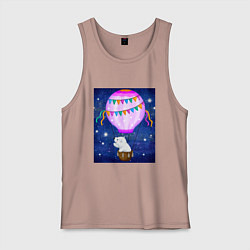 Мужская майка Белый медведь на воздушном шаре