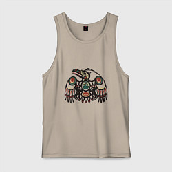 Майка мужская хлопок Ворон североамериканских индейцев западного побере, цвет: миндальный