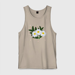 Майка мужская хлопок Ромашка белая, цвет: миндальный