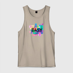 Майка мужская хлопок Разноцветный тетрис, цвет: миндальный