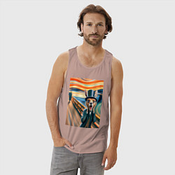 Майка мужская хлопок Кенгуру кричит - мем нейросеть, цвет: пыльно-розовый — фото 2