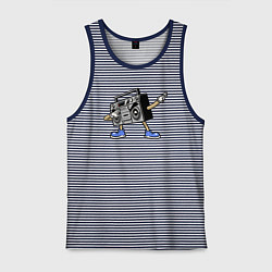 Майка мужская хлопок Hip-hop boombox, цвет: синяя тельняшка