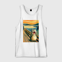 Майка мужская хлопок Тоторо кричит - мем нейросеть, цвет: белый