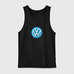 Майка мужская хлопок Volkswagen logo blue, цвет: черный