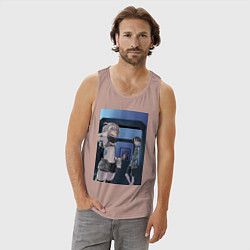 Майка мужская хлопок Песнь ночных сов Ко Ямори, цвет: пыльно-розовый — фото 2