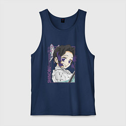 Майка мужская хлопок Клинок рассекающий демонов Шинобу Кочо портрет, цвет: тёмно-синий